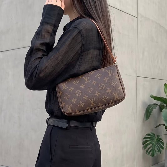 Include Entrupy Certificate of Authenticity|Good ( Rank AB)|Louis Vuitton Monogram Pochette Accessoire |26073006