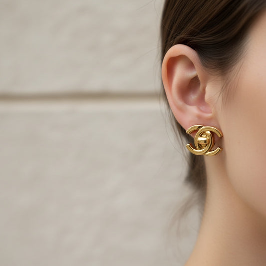 Include Authentic Detective Certificate of Authenticity|Very Good ( Rank A) |CHANEL 96A Vintage Earrings Made In 1996 Year |26062609
