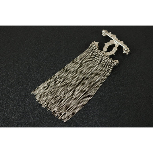 Very Good ( Rank A)| CHANEL Coco Mark Silver Colorblock Pearl Brooch |F25012308