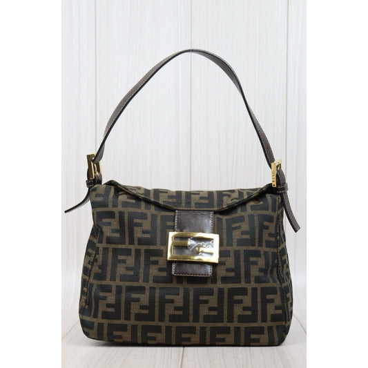 Very Good ( Rank A)| FENDI Zucca Mamma Shoulder Bag Gold Hardware|25030604