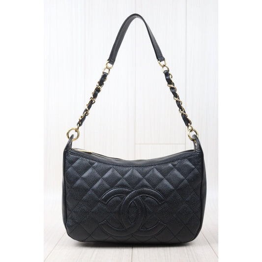 Rank AB | CHANEL Half Moon Shoulder Bag Black Made In 2003-2004Year |S24051805