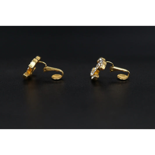 Very Good ( Rank A) | CHANEL Coco Mark 18K Gold Rhinestone Earrings |25111409