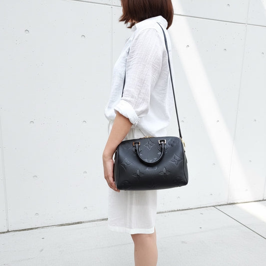 Include Entrupy Certificate of Authenticity|Very Good ( Rank A)|Full Set Louis Vuitton Current Model Monogram Empreinte Speedy 25 Handbag Shoulder Bag IC Chips Model Black|S26060606
