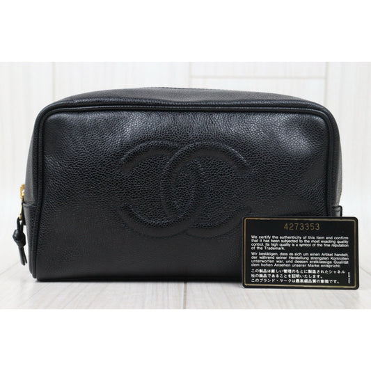 Very Good ( Rank A)| CHANEL Caviar Skin Vanity Handbag Made In 1996~1997Year |24111202