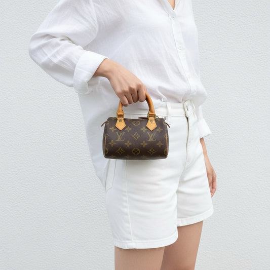 Include Entrupy Certificate of Authenticity|Good ( Rank AB)| Louis Vuitton Monogram Mini Speedy Hand Bag |26050705