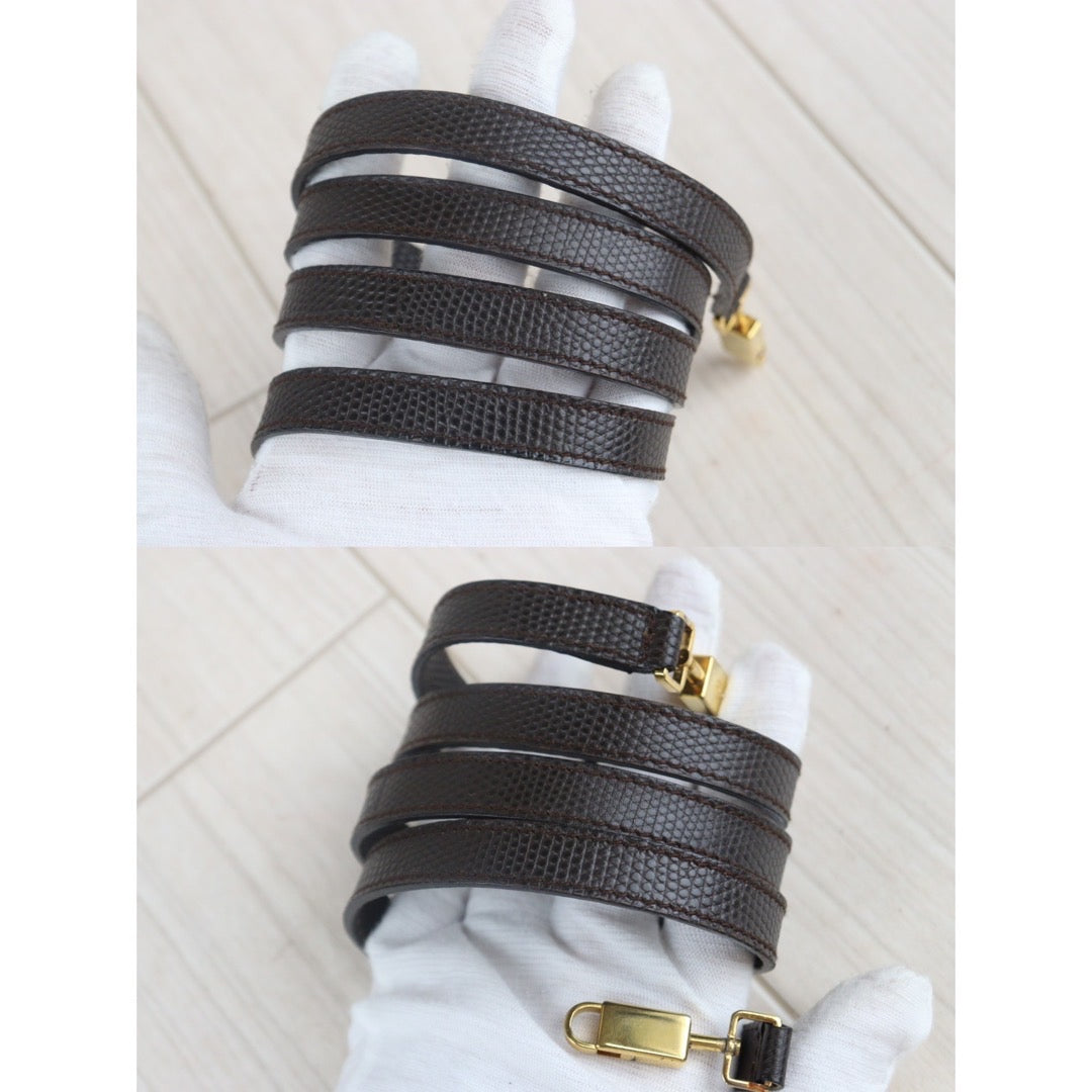 Rank A |Ferragamo Lizart Embossed Gancini 2WAY Handbag Shoulder Bag Brown | 23083106