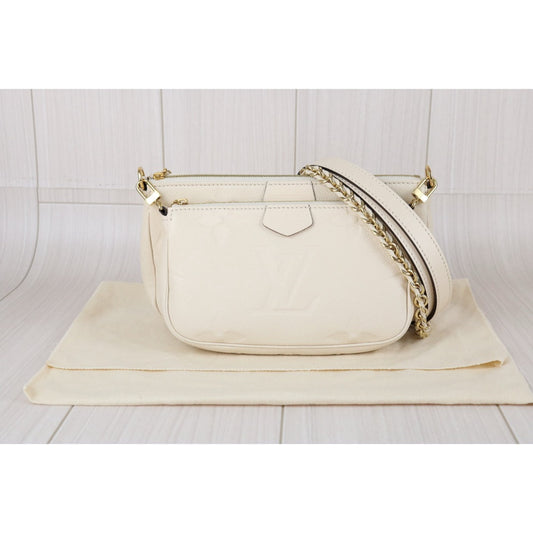 Excellent(Rank SA)| LV Monogram Multiti Pochette Accessoire Empreinte Leather Gream IC Chips Model |J25042402