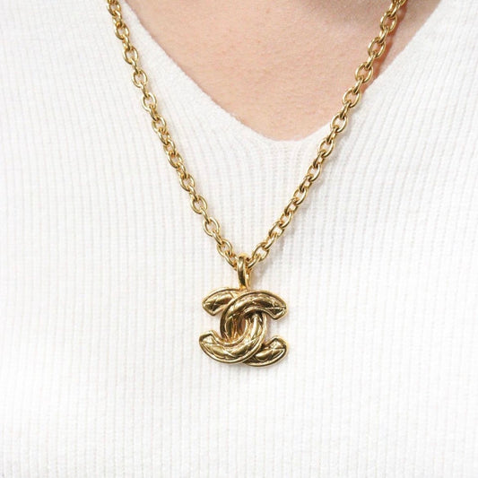 Rank A | Chanel Vintage Coco Mark 18K Gold Plating Necklace |23112115