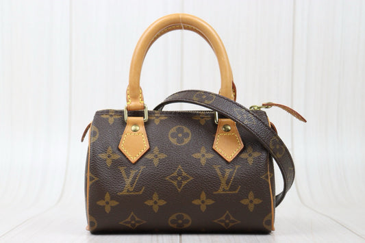 Good ( Rank AB)| LV Monogram Mini Speedy Handbag With Shoulderstrap|24121705