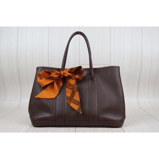 Rank AB | HERMES Garden Party TPM Swift Handbag Brown|23121302