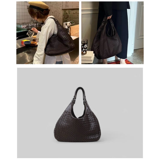 Fair ( Rank B)| Bottega Veneta Lamb Skin Braid Hobo HandBag Brown|V25060509