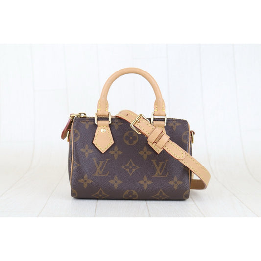 Good ( Rank AB)|LV Monogram Nano Speedy Handbag Shoulder Bag Current Model|S25110329