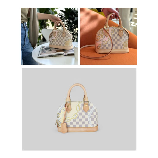 Good ( Rank AB)| LV Damier Azur Nautical Alma BB HandBag Shoulder Bag IC Chips Model |X25032510