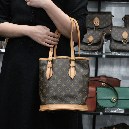 Rank A | LV Monogram Petit Bucket PM Tote Bag |24010513