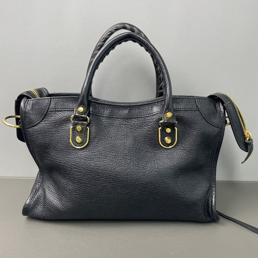 Very Good ( Rank A)|Balenciaga Goatskin edge Mini Classic City Haze Black HandBag Shoulder Bag