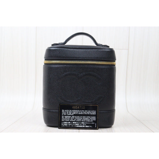 Rank A | CHANEL Caviar Skin Vanity Handbag Made In 1996~1997Year |24070808