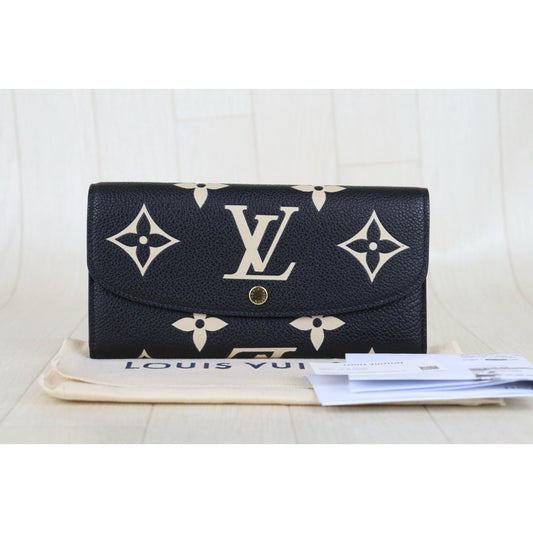 Very Good ( Rank A)|LV Monogram Empreinte Emilie Long Wallet Black IC Chip model|H26012301