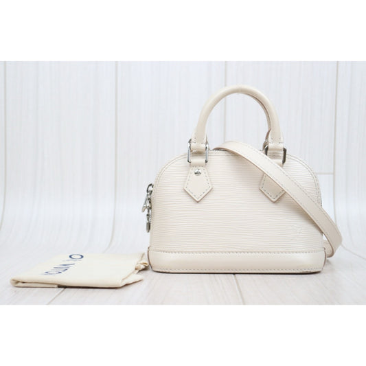 Good ( Rank AB)|LV Epi Nano Alma HandBag Shoulder Bag Cream White IC Chips Model|P25080605