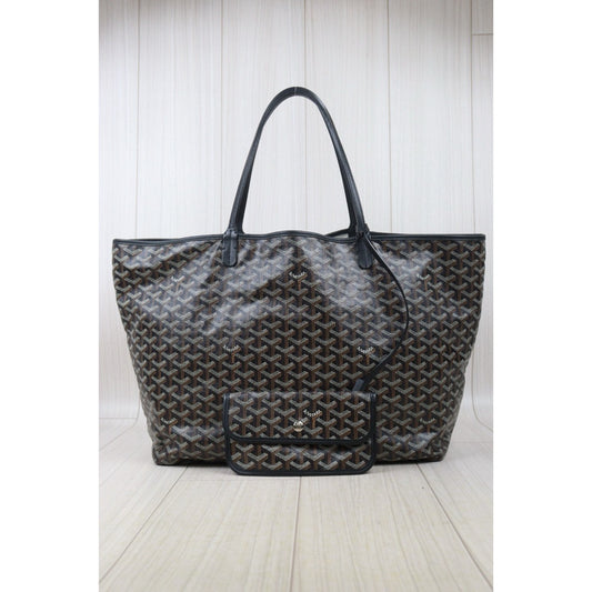 Good ( Rank AB)| Goyard Saint-Louis GM Tote Bag Black|S24092808