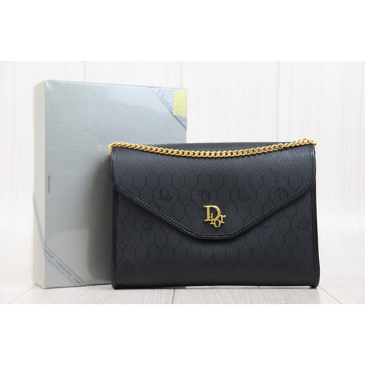 Very Good ( Rank A)| Dior Vintage Calf Leather Shoulder Bag Black|25030616