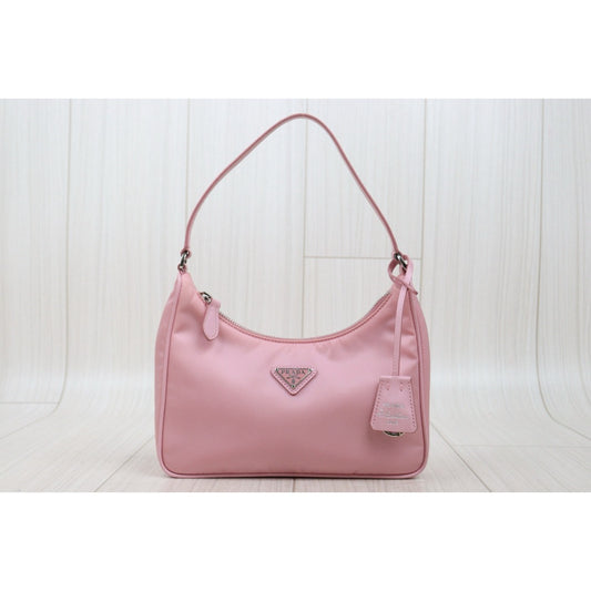 Very Good ( Rank A)| PRADA Re-Edition 2005 Nylon Hobo Shoulder Bag Pink|S25110417