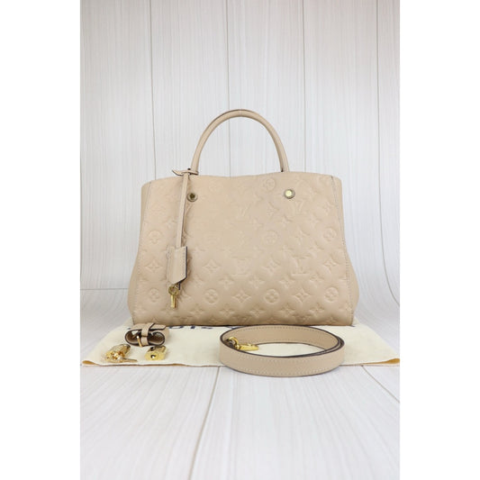 Include Entrupy Certificate of Authenticity|Very Good ( Rank A) |Louis Vuitton Monogram Montaigne BB Hand Bag Shoulder Bag Beige Pink|W25062901