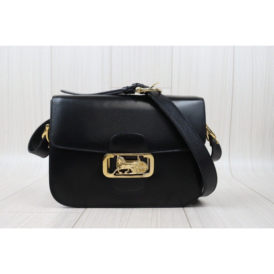 Rank AB｜ CELINE Vintage Box Calf Leather Shoulder Bag Black｜24042912