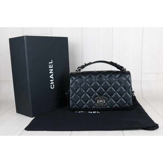 Very Good ( Rank A)| CHANEL City Rock Goatskin Single Flap Chain Shoulder Bag Black Made In 2015-2016 Year|X25041402