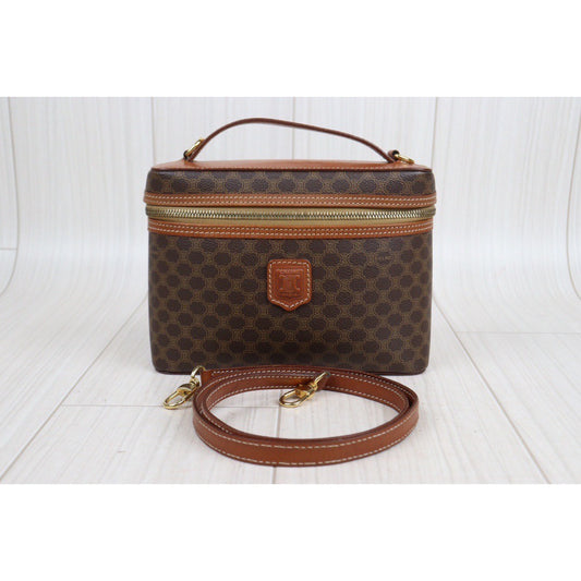 Rank AB | CELINE Macadam Vanity Handbag With Shoulder Strap|23113011