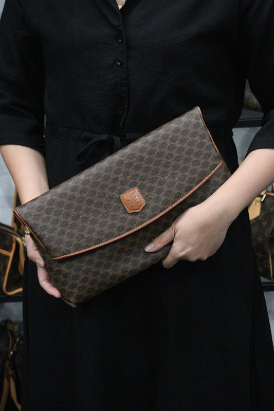 Rank AB| CELINE Macadam Clutch Bag |V23092819