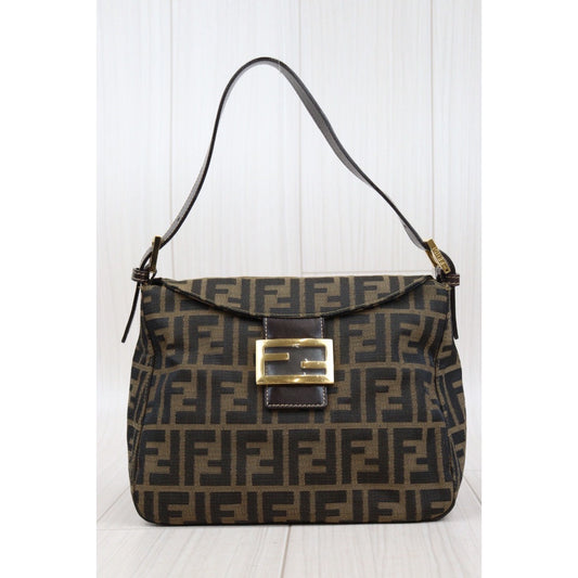 Rank A| FENDI Zucca Mamma Baguette Shoulder Bag Gold Hardware|24031806