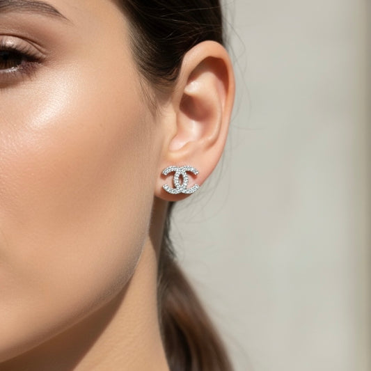 Include Authentic Detective Certificate of Authenticity|Very Good ( Rank A) |CHANEL A14V COCO Mark Rhinestone Earrings Made In 2014Year|S26061003