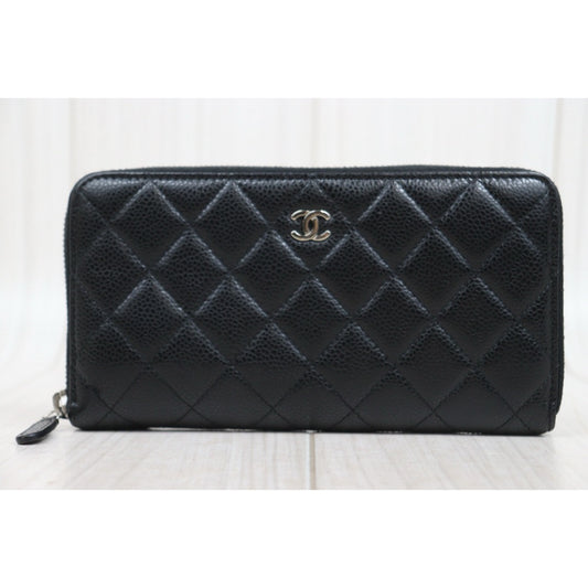Good ( Rank AB)|CHANEL Caviar Skin Long Wallet Black Made In 2013 - 2014Year|S25081001