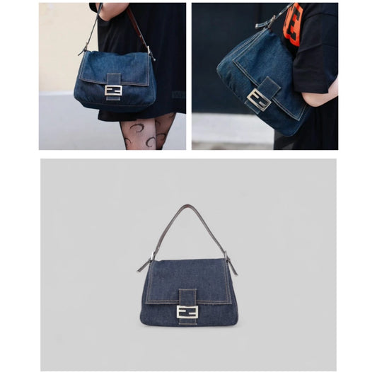 Good ( Rank AB)| FENDI Denim Baguette Shoulder Bag |J25060505