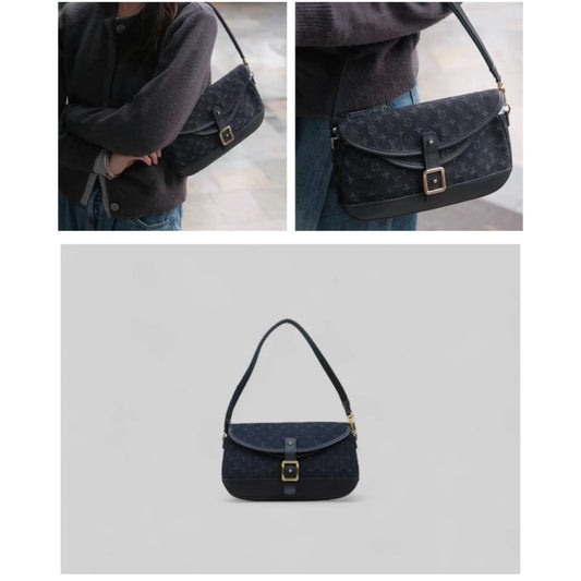 Good ( Rank AB) |LV Monogram Denim Shoulder Bag Dark Blue|25052102