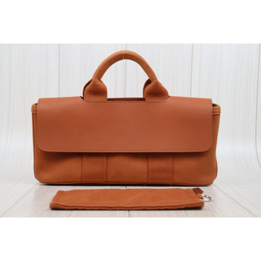 Good ( Rank AB)| HERMES Valparaiso Canvas Orange HandBag With Pouch|P25082714