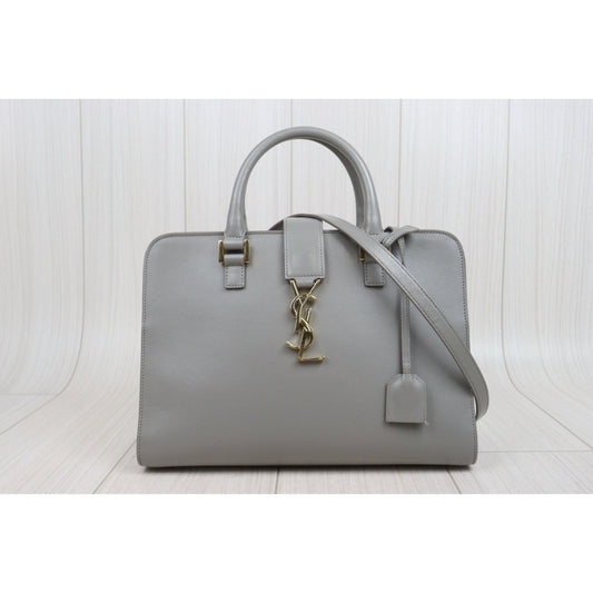 Very Good ( Rank A)| Saint Laurent YSL Skin Calf Leather cabas Hand Bag Grey |P25101304