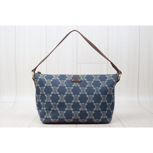Rank A|Celine Macadam Denim Shoulder Bag|V24053033