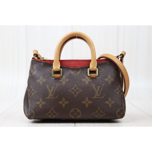 Rank AB |LV Monogram Pallas Nano Mini Handbag With Shoulder Bag|S24052215