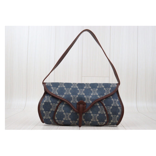 Rank AB|Celine Macadam Denim Shoulder Bag|Q24032921