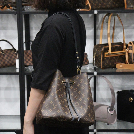 Rank A | LV Monogram Shoulder Bag Black|24010817