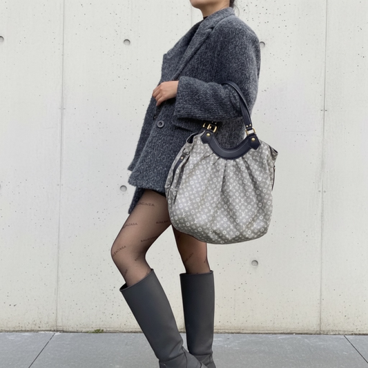 Include Entrupy Certificate of Authenticity|Good ( Rank AB)| Louis Vuitton Denim Monogram Blue Tote Bag|S26030831