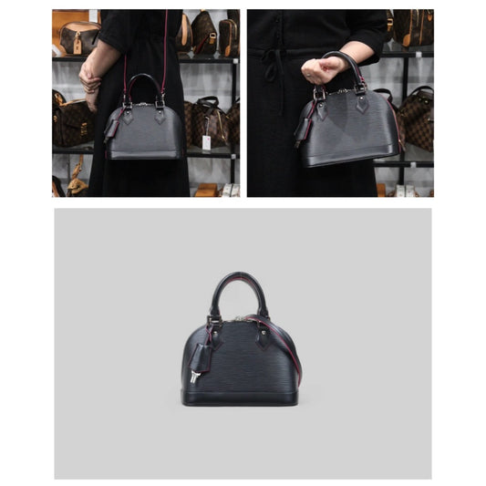 Very Good ( Rank A)|LV Epi Alma BB HandBag Shoulder Bag Black|25031807