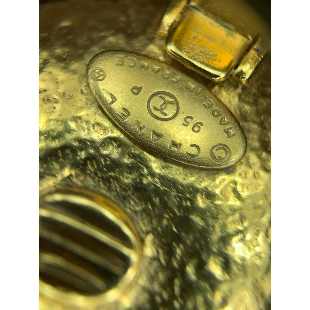 Very Good ( Rank A)|CHANEL COCO Mark 24K Gold Plating Pearl Earrings Made In 1995Year |25061913