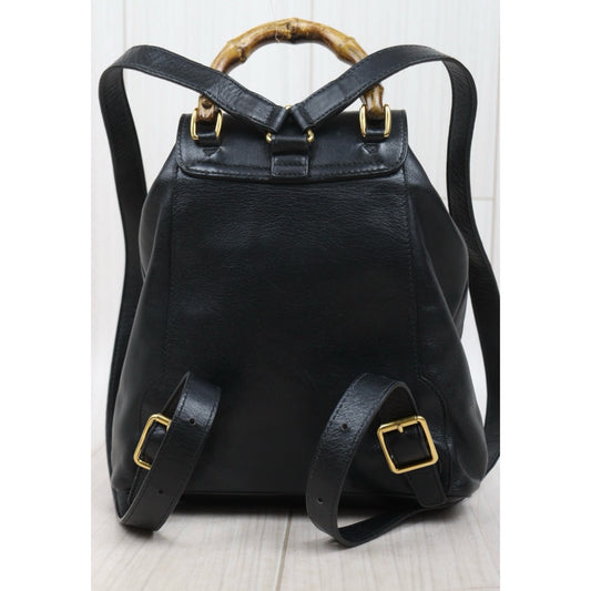 Include Entrupy Certificate of Authenticity|Good ( Rank AB)|GUCCI Bamboo Calf Leather Mini Backpack Back|25111901