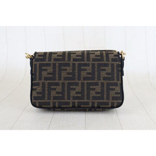 Include Entrupy Certificate of Authenticity|Excellent(Rank SA)|FENDI Zucca Mamma Baguette Chain Shoulder Bag Gold Hardware Current Model PM|S26022617