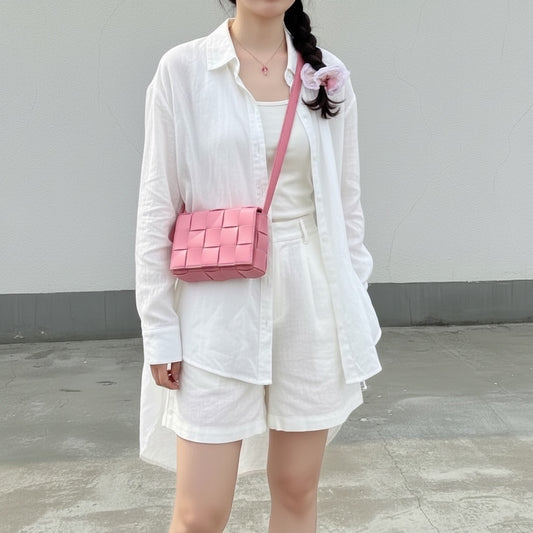 Include Entrupy Certificate of Authenticity|Very Good ( Rank A)| Bottega Veneta Lamb Skin 2020 Cassette Shoulder Bag Pink|S26041411