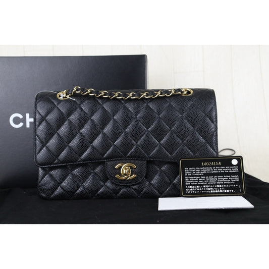 Include Entrupy Certificate of Authenticity|Very Good ( Rank A)| CHANEL Matrasse Chain Caviar Skin Medium Black Made In 2010-2011 Year|S26061505