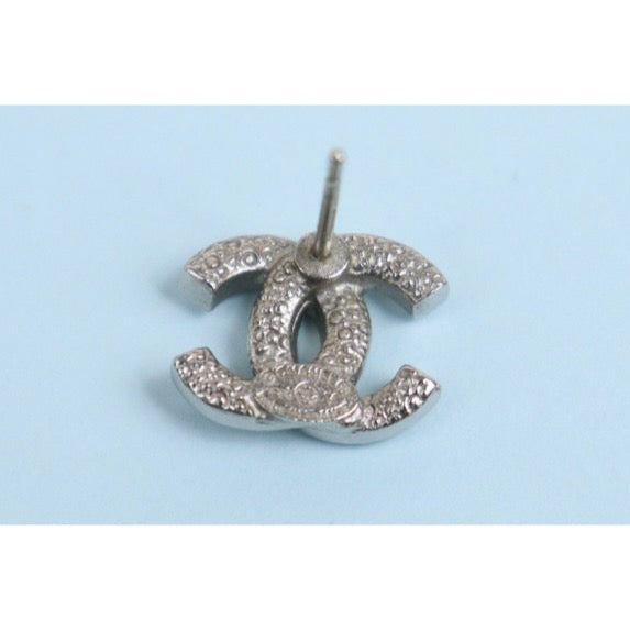 Good ( Rank AB)| CHANEL Coco Mark Rhinestone Earrings Silver|V25100718