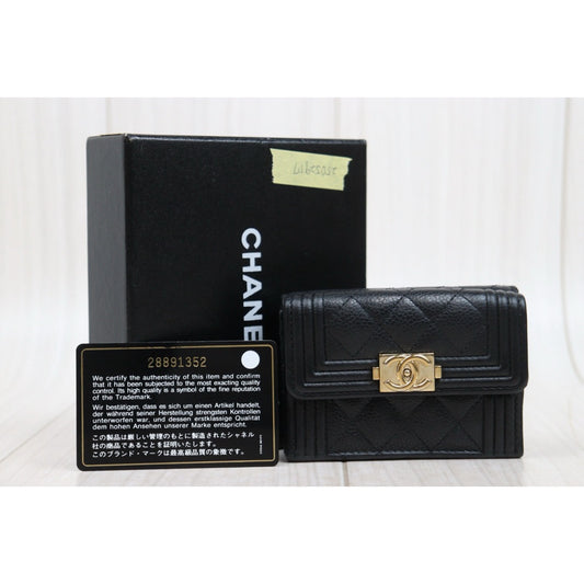 Good ( Rank AB)|Chanel Caviar Skin Black Wallet Made In 2019-2020Year|25052917